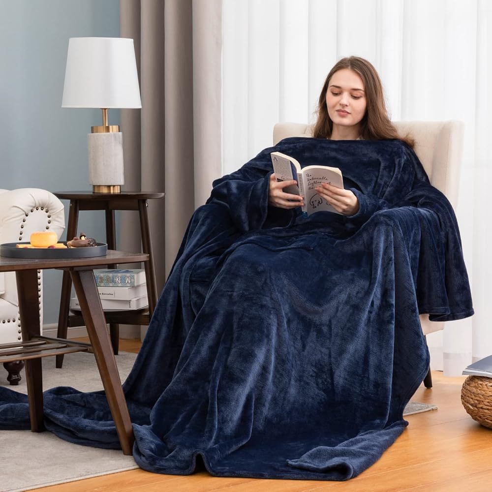 Classic Sherpa Hooded Blanket Warm Comfortable Wearable Cape Throw Soft Home TV Lounger Cloud Mink Fur
