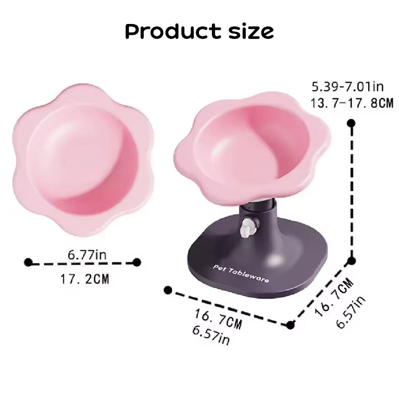 Anti-flip Non-slip Elevated Pet Bowl: Cartoon Design, Height-Angle Adjustable