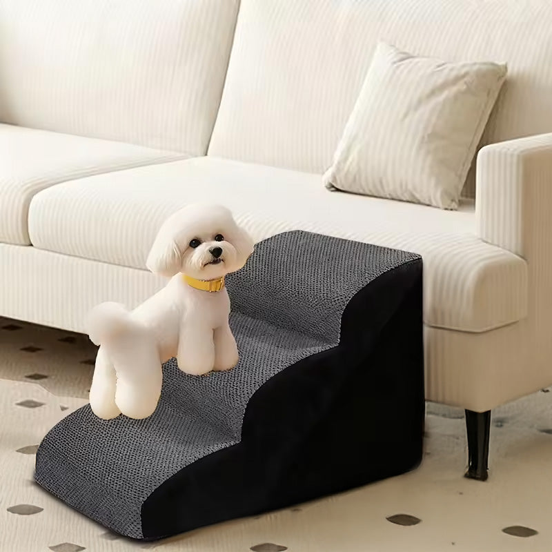 2/3/4-Step Pet Stairs/Ramp: Washable Non-Slip Memory Foam, Removable, Multi-Scene for Dogs & Cats