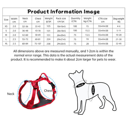 Breathable Reflective Dog Harness Vest, Outdoor No-Pull Escape-Proof Harness with Leash for Large & Medium Dogs