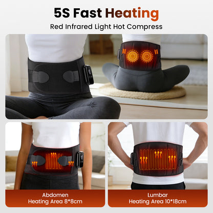 Ceinture chauffante lombaire avec massage électrique vibrant, ceinture de soutien thermorégulatrice