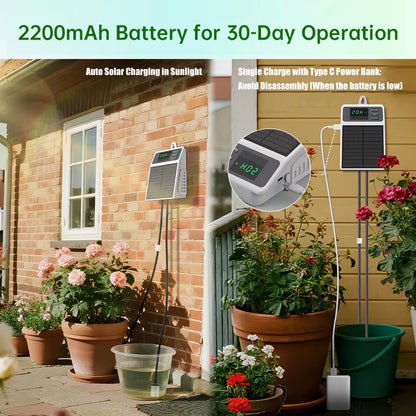 Solar Drip Irrigation System - Auto Watering Timer for Hanging Plants, Balcony & Greenhouse Use