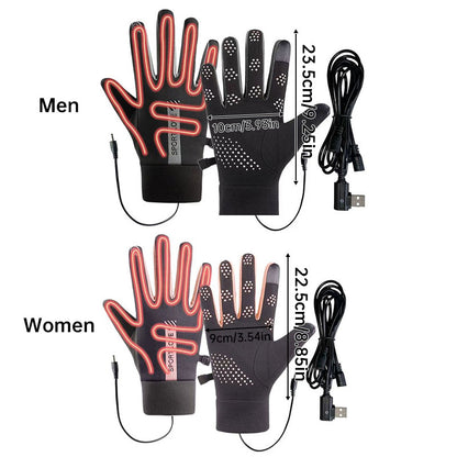 USB Rechargeable Heated Gloves with Adjustable Temperature, Anti-Slip & Touchscreen for Winter Sports