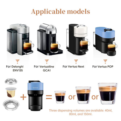Convertisseur de capsules de café réutilisables en acier inoxydable pour machines Vertuo Next Pop/Vertuoline
