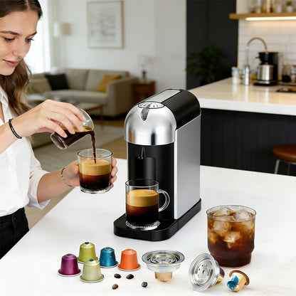 Convertisseur de capsules de café réutilisables en acier inoxydable pour machines Vertuo Next Pop/Vertuoline