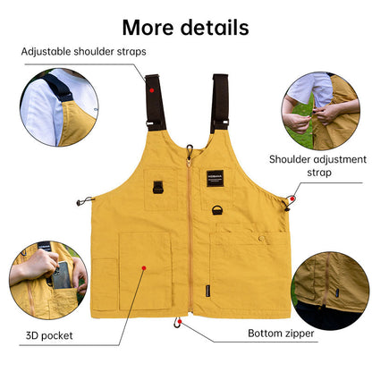 Multi-Pocket Sleeveless Vest, Camping Fishing Work Travel Hiking Shoulder Bag Waistcoat, Unisex Utility Jacket