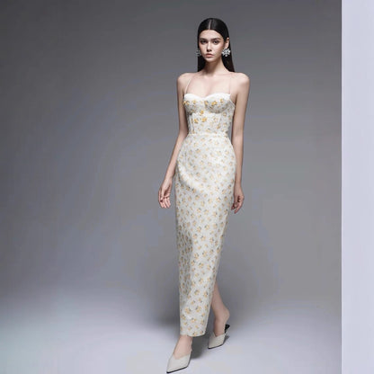 Romantic  Embroidered Strap Dress for Women, Soft Summer Fairy Dress, Sweet and Elegant Style