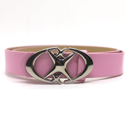 Ceinture à Boucle Étoile Croisée Double Croissant de Lune Design Original