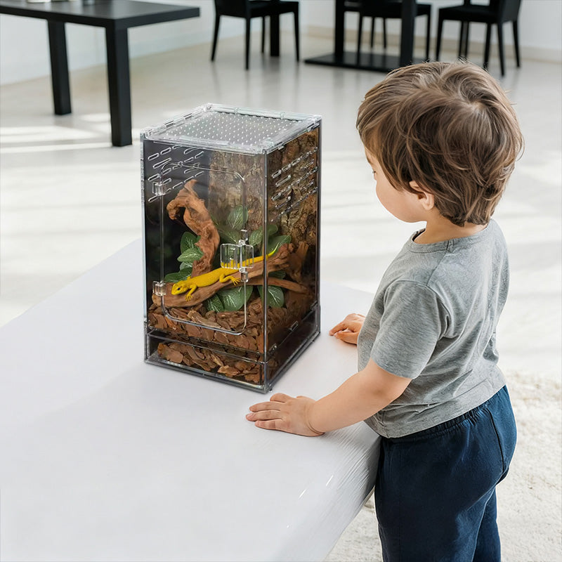 Terrarium d'alimentation en acrylique pour reptiles - Lézard/Araignée/Insecte