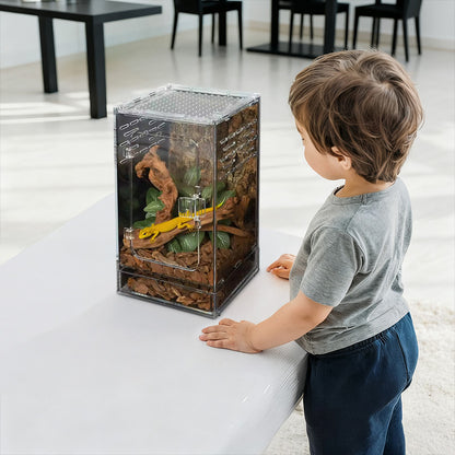 Terrarium d'alimentation en acrylique pour reptiles - Lézard/Araignée/Insecte