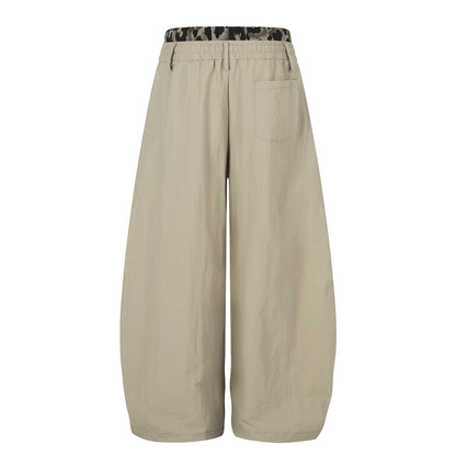 High-Waisted Drawstring Wide Leg Loose Slimming Versatile Cuffed Paratrooper Pants