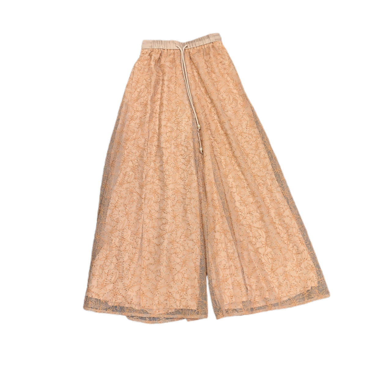 Beaded Rope Embroidery Double-Layer Drape Wide Leg Pants Loose Slim Straight Leg Trousers