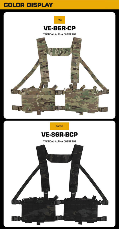 Gilet tactique double face Alpha Camouflage avec système MOLLE et poche de rangement interne élastique