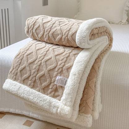 Couverture polaire double couche (Automne/Hiver) – Polaire épaisse et chaude pour siestes au bureau, canapés-lits