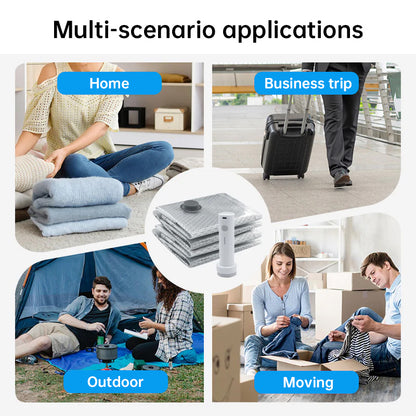 6-Pack Rechargeable Wireless Travel Vacuum Bags - Portable Clothes & Blanket Storage with Pump