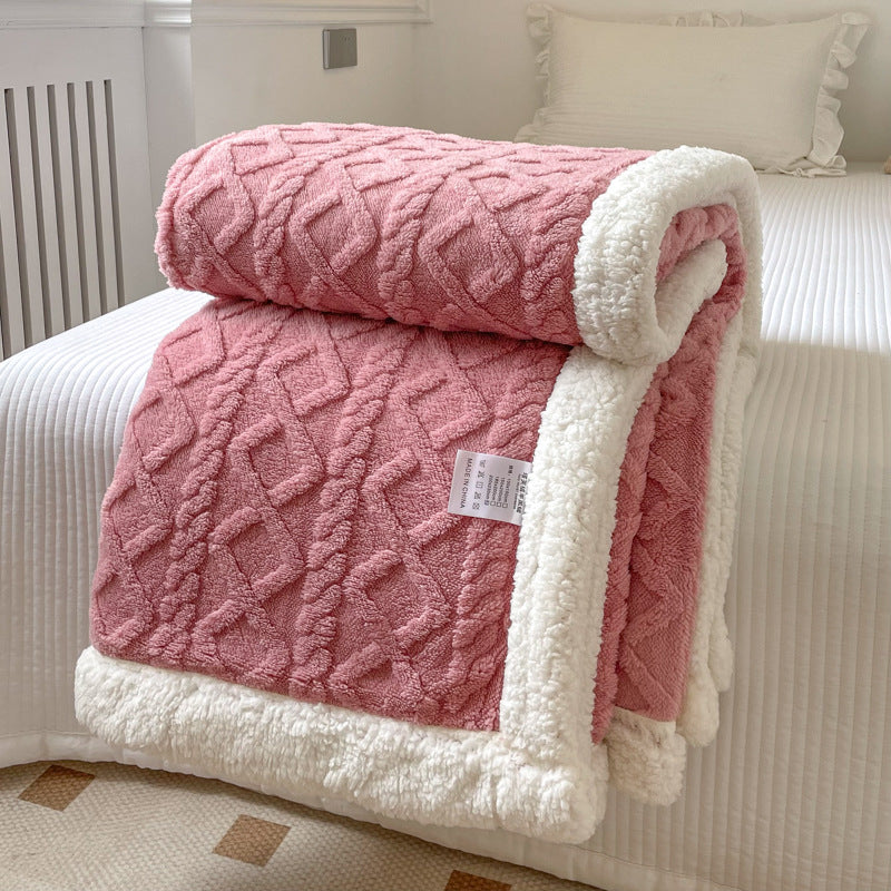 Couverture polaire double couche (Automne/Hiver) – Polaire épaisse et chaude pour siestes au bureau, canapés-lits