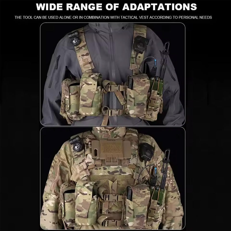 Gilet tactique double face Alpha Camouflage avec système MOLLE et poche de rangement interne élastique