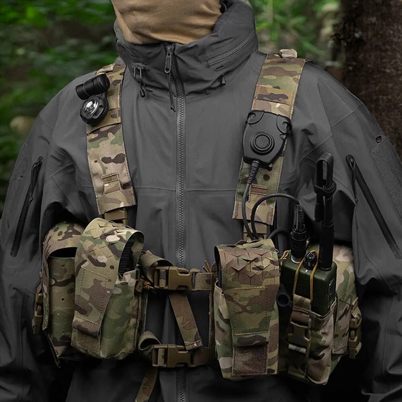 Gilet tactique double face Alpha Camouflage avec système MOLLE et poche de rangement interne élastique