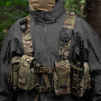 Gilet tactique double face Alpha Camouflage avec système MOLLE et poche de rangement interne élastique