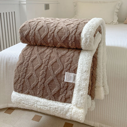 Couverture polaire double couche (Automne/Hiver) – Polaire épaisse et chaude pour siestes au bureau, canapés-lits