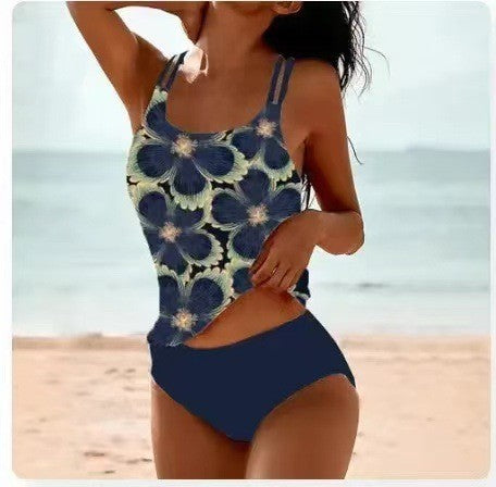 Maillot de bain imprimé taille haute à fente