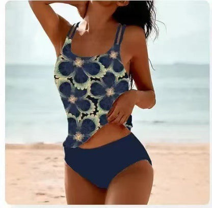 Maillot de bain imprimé taille haute à fente