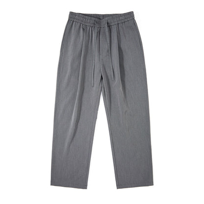 Vintage Pleated Slim Trousers for Men, Loose Mid-Waist Casual Long Pants
