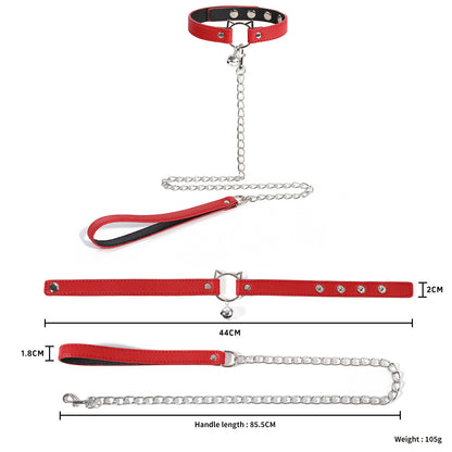 PU Leather Alloy Collar with Rope for Adult Accessories, Neck Strap for Women, Sexy Choker with Tether