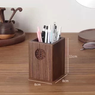 Ornement porte-stylo en bois massif cadeau créatif organisateur de bureau conteneur de rangement cadeau à main