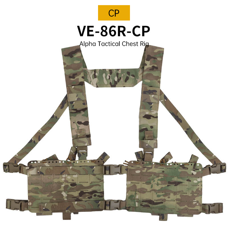Gilet tactique double face Alpha Camouflage avec système MOLLE et poche de rangement interne élastique