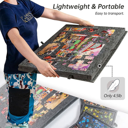 Large-Capacity 6-Drawer Puzzle Organizer - Foldable Puzzle Board with Storage Box & Display Stand for Home Decor