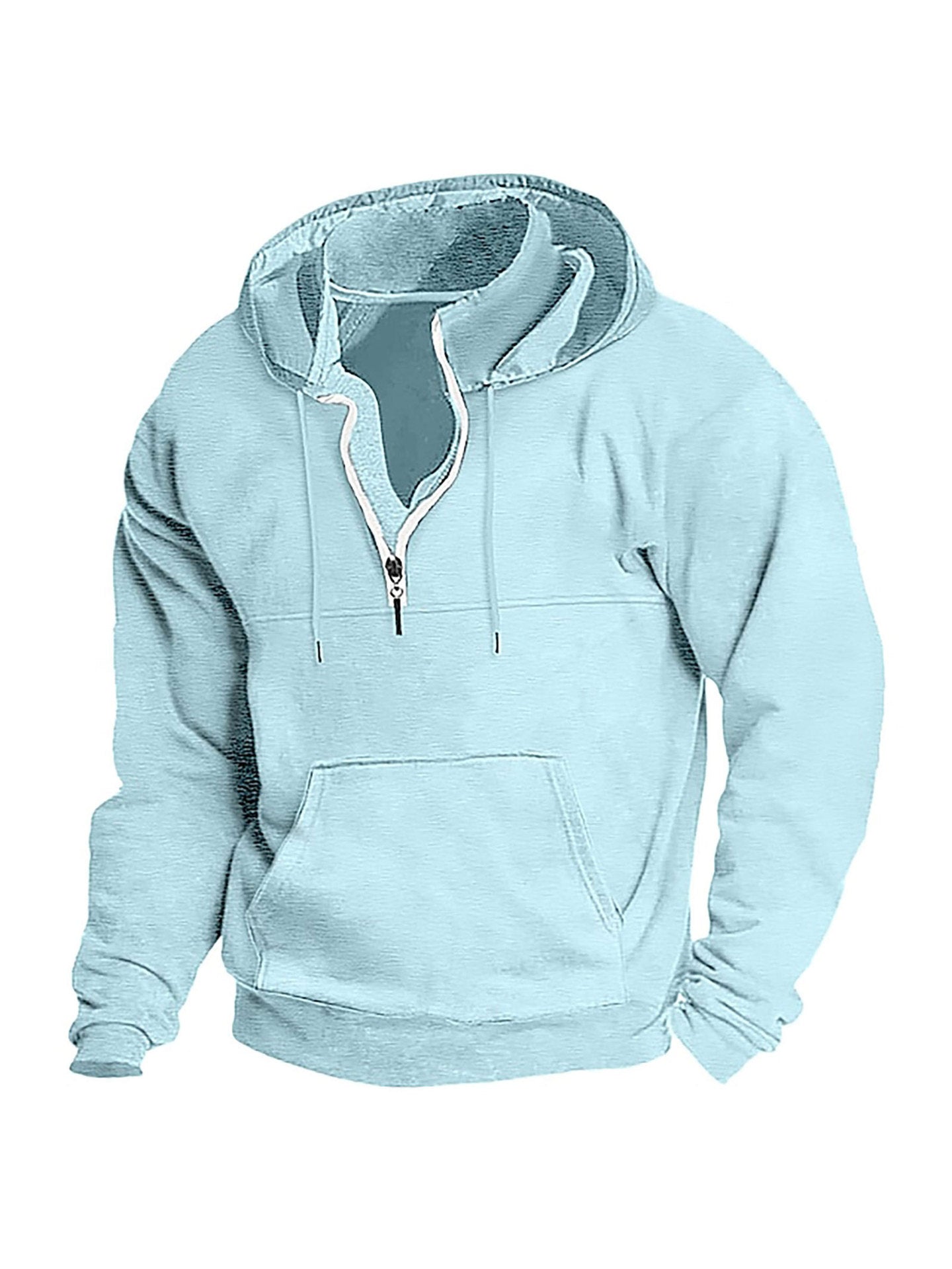 Sweat à capuche décontracté uni semi-zippé