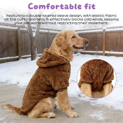 Warm Winter Dog Hoodie for Golden Retriever & Labrador - Fleece-Lined Outdoor Dog Coat for Medium & Large Breeds