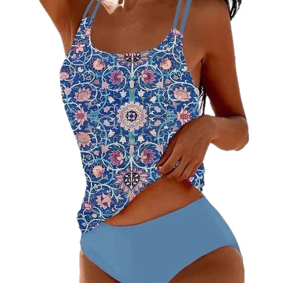 Maillot de bain imprimé taille haute à fente