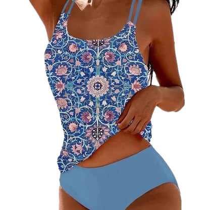 Maillot de bain imprimé taille haute à fente