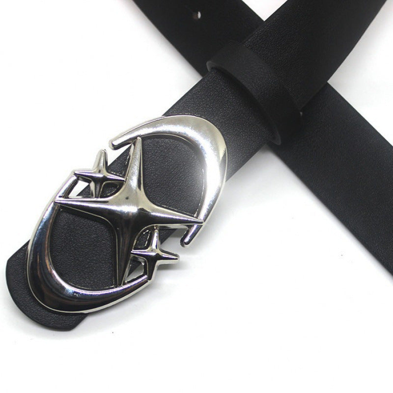 Ceinture à Boucle Étoile Croisée Double Croissant de Lune Design Original