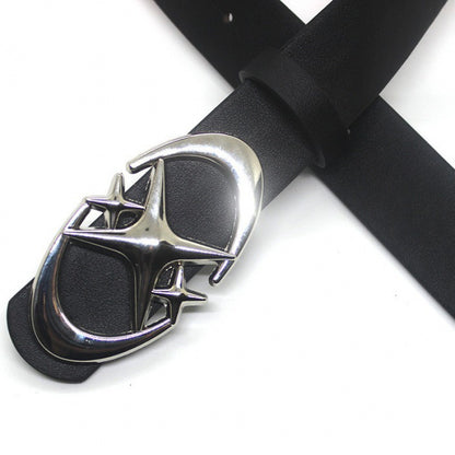 Ceinture à Boucle Étoile Croisée Double Croissant de Lune Design Original