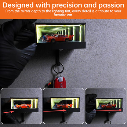 3D Printed Wall-Mounted Car Key Holder with Garage Hook, Fun Infinite Garage Keychain, Car Key Storage Rack, Car Key Organizer