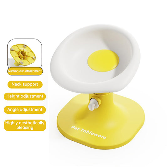 Anti-flip Non-slip Elevated Pet Bowl: Cartoon Design, Height-Angle Adjustable