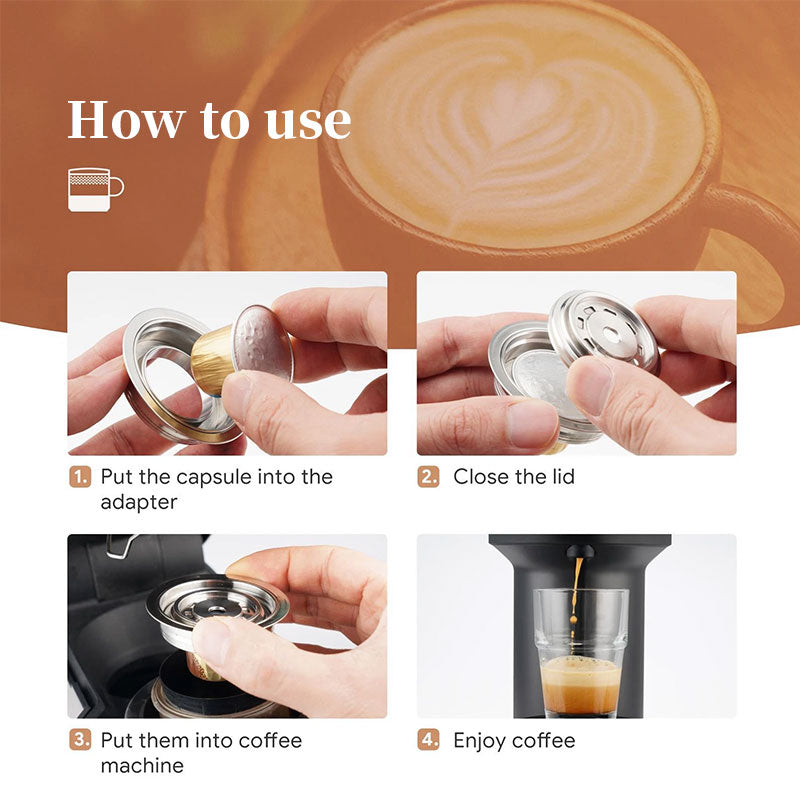 Convertisseur de capsules de café réutilisables en acier inoxydable pour machines Vertuo Next Pop/Vertuoline
