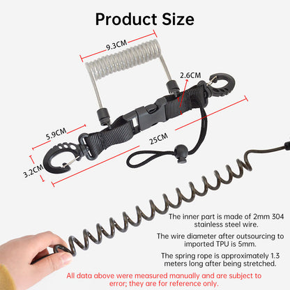 Cordon de sécurité pour caméra de plongée, câble à ressort en acier inoxydable pour caméras d'action GoPro, attache de sécurité pour lampe de poche
