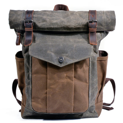 Sac à dos en toile cirée pour homme, sac de voyage décontracté étanche grande capacité pour la randonnée en extérieur