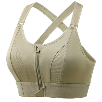 Soutien-gorge de sport ajustable à fermeture éclair avant, antichoc, sans armatures, dos croisé, soutien-gorge de yoga pour femmes
