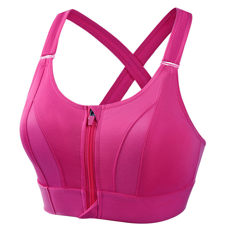 Soutien-gorge de sport ajustable à fermeture éclair avant, antichoc, sans armatures, dos croisé, soutien-gorge de yoga pour femmes