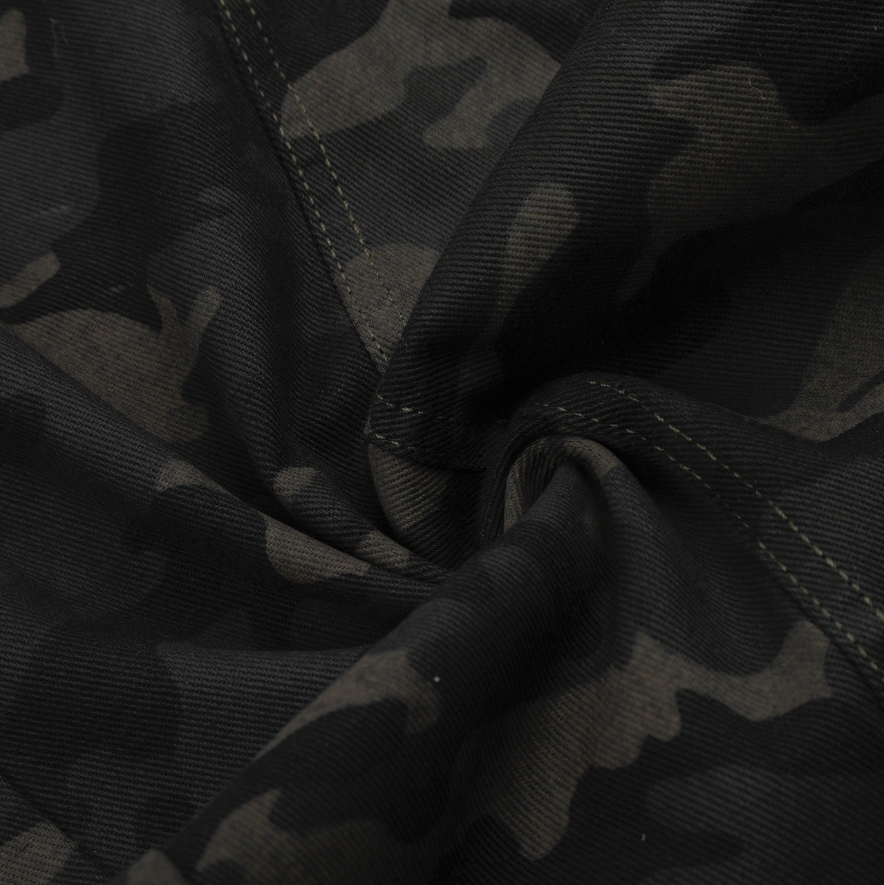 Camouflage Cargo Knife-Style Denim Pants, Unisex, Loose Wide-Leg