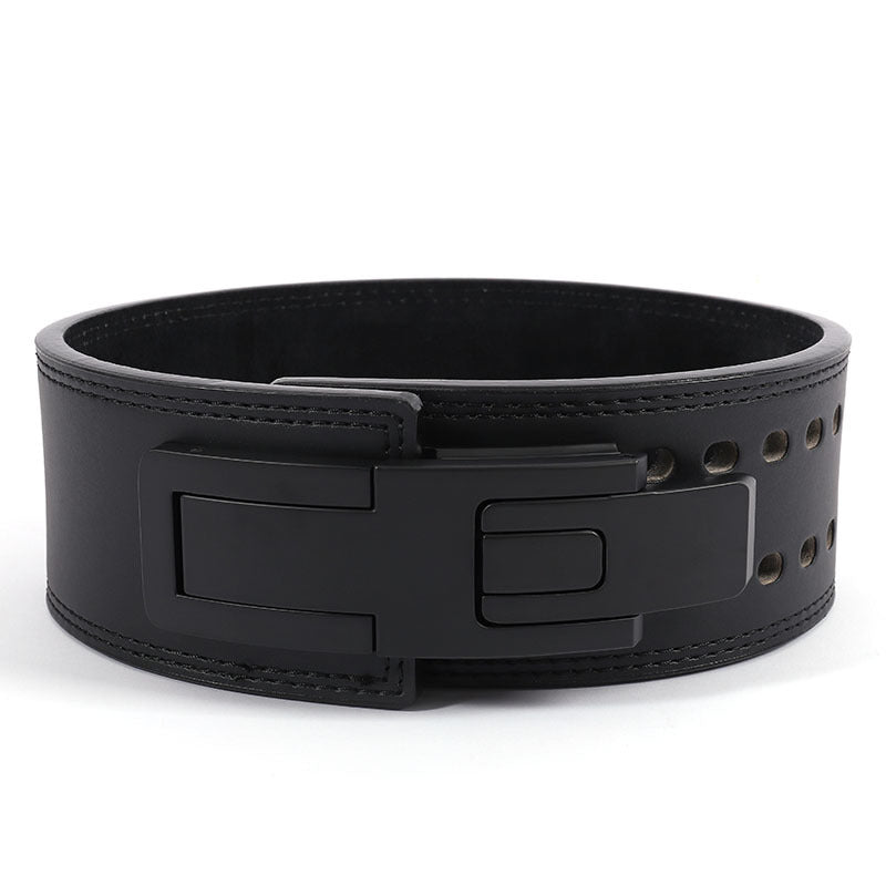 Heavy-Duty Leather Weightlifting Belt - Firm Back Support for Squats & Deadlifts.