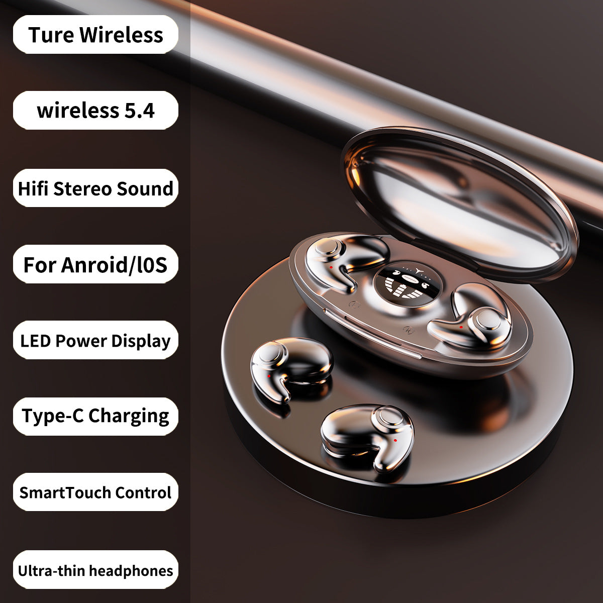 Écouteurs Bluetooth de sommeil, longue durée de vie de la batterie, haute qualité sonore, intra-auriculaires, mini, suppression du bruit