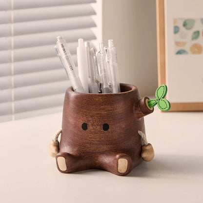 Ornement porte-stylo en bois massif cadeau créatif organisateur de bureau conteneur de rangement cadeau à main