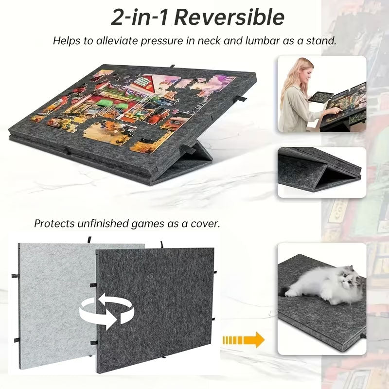 Large-Capacity 6-Drawer Puzzle Organizer - Foldable Puzzle Board with Storage Box & Display Stand for Home Decor