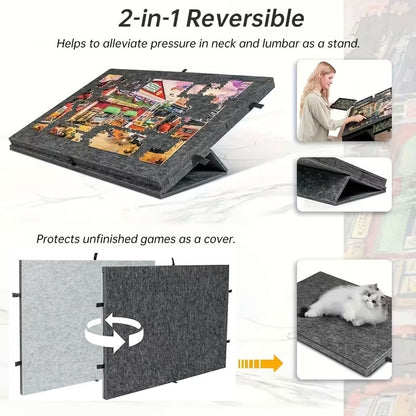 Large-Capacity 6-Drawer Puzzle Organizer - Foldable Puzzle Board with Storage Box & Display Stand for Home Decor